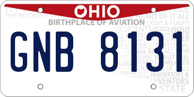OH license plate GNB8131
