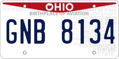 OH license plate GNB8134