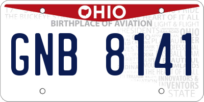 OH license plate GNB8141