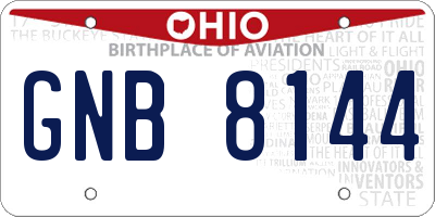OH license plate GNB8144