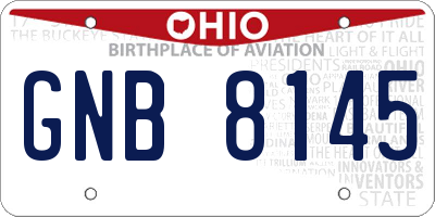 OH license plate GNB8145