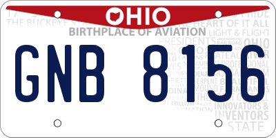 OH license plate GNB8156
