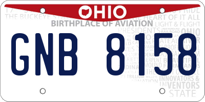 OH license plate GNB8158