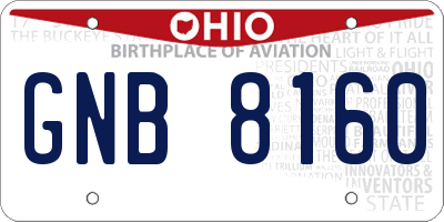 OH license plate GNB8160