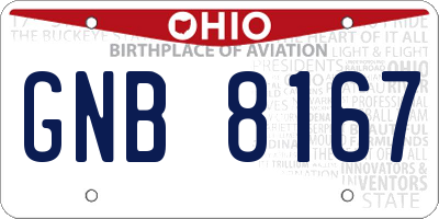 OH license plate GNB8167