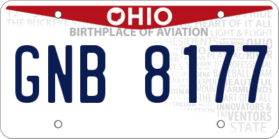 OH license plate GNB8177