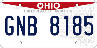 OH license plate GNB8185