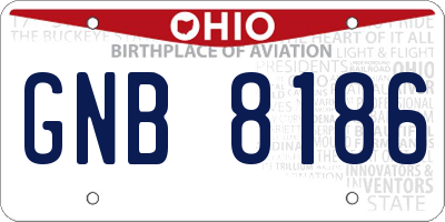OH license plate GNB8186