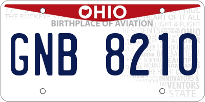 OH license plate GNB8210