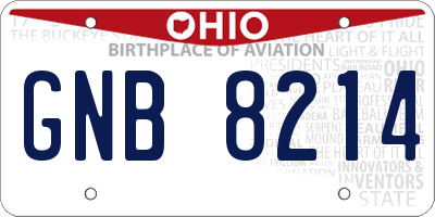 OH license plate GNB8214