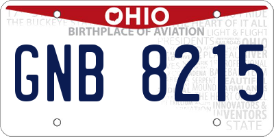 OH license plate GNB8215