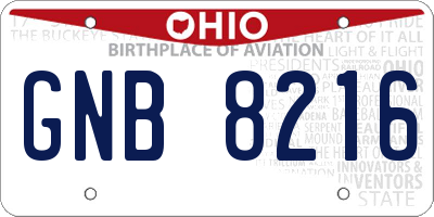 OH license plate GNB8216