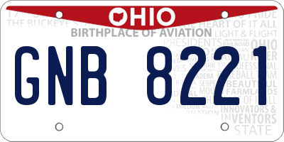 OH license plate GNB8221