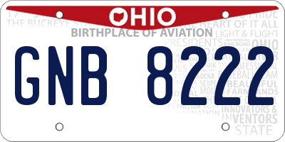 OH license plate GNB8222