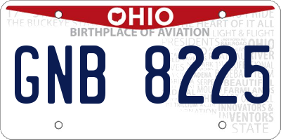 OH license plate GNB8225