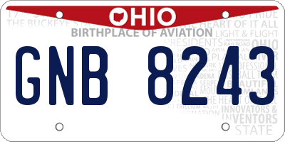 OH license plate GNB8243