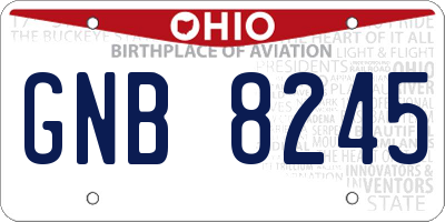 OH license plate GNB8245
