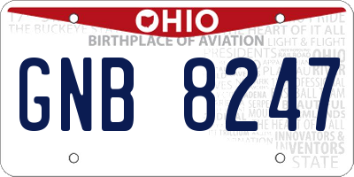 OH license plate GNB8247