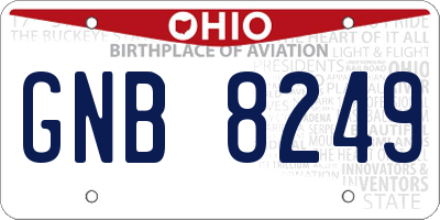 OH license plate GNB8249