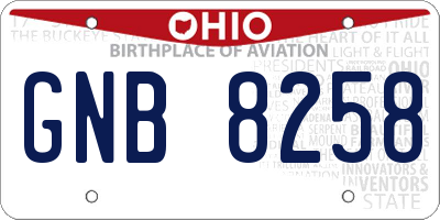 OH license plate GNB8258
