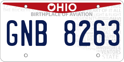 OH license plate GNB8263