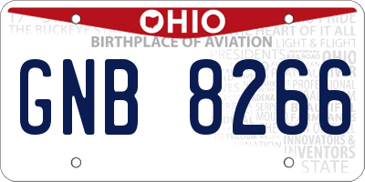 OH license plate GNB8266