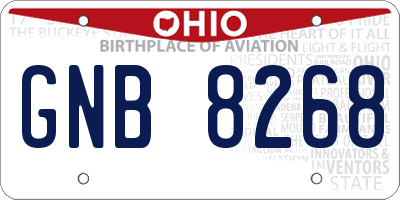 OH license plate GNB8268