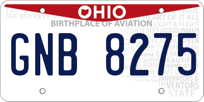 OH license plate GNB8275