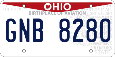 OH license plate GNB8280