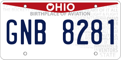 OH license plate GNB8281