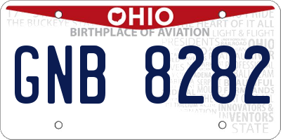 OH license plate GNB8282
