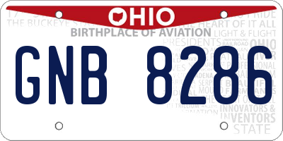 OH license plate GNB8286