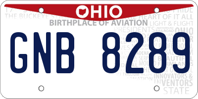 OH license plate GNB8289