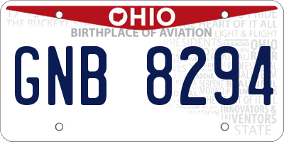 OH license plate GNB8294