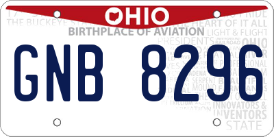 OH license plate GNB8296