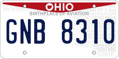 OH license plate GNB8310