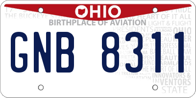 OH license plate GNB8311