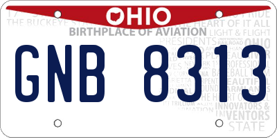 OH license plate GNB8313