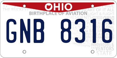 OH license plate GNB8316