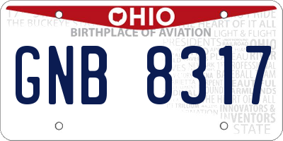OH license plate GNB8317