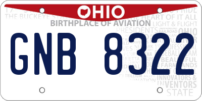 OH license plate GNB8322