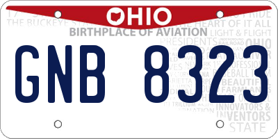 OH license plate GNB8323