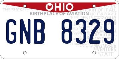 OH license plate GNB8329