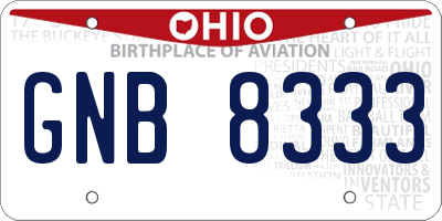 OH license plate GNB8333