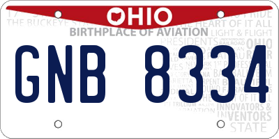OH license plate GNB8334