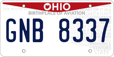 OH license plate GNB8337