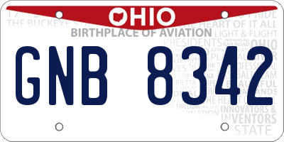 OH license plate GNB8342