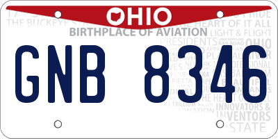 OH license plate GNB8346