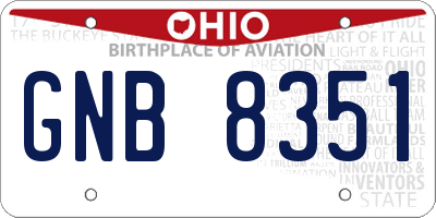 OH license plate GNB8351