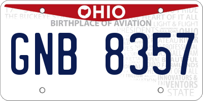 OH license plate GNB8357